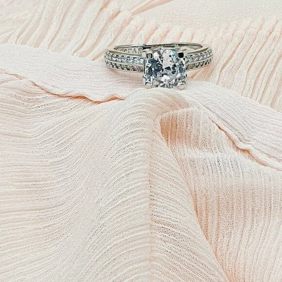 💎 Unique Cubic Dainty Double Layer Macro  Silver Rings for Women, INDN8377 - Picture 3 of 4